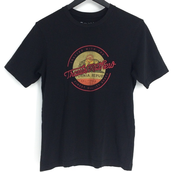 TRAVIS MATHEW California Republic Bear Logo Graphic Black T-Shirt Size S - Picture 1 of 8